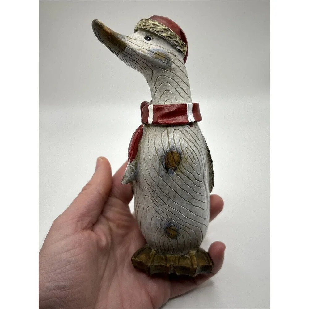Tii Collections Christmas Goose with Scarf Figurine Resin~Wood Grain Look - Picture 8 of 12